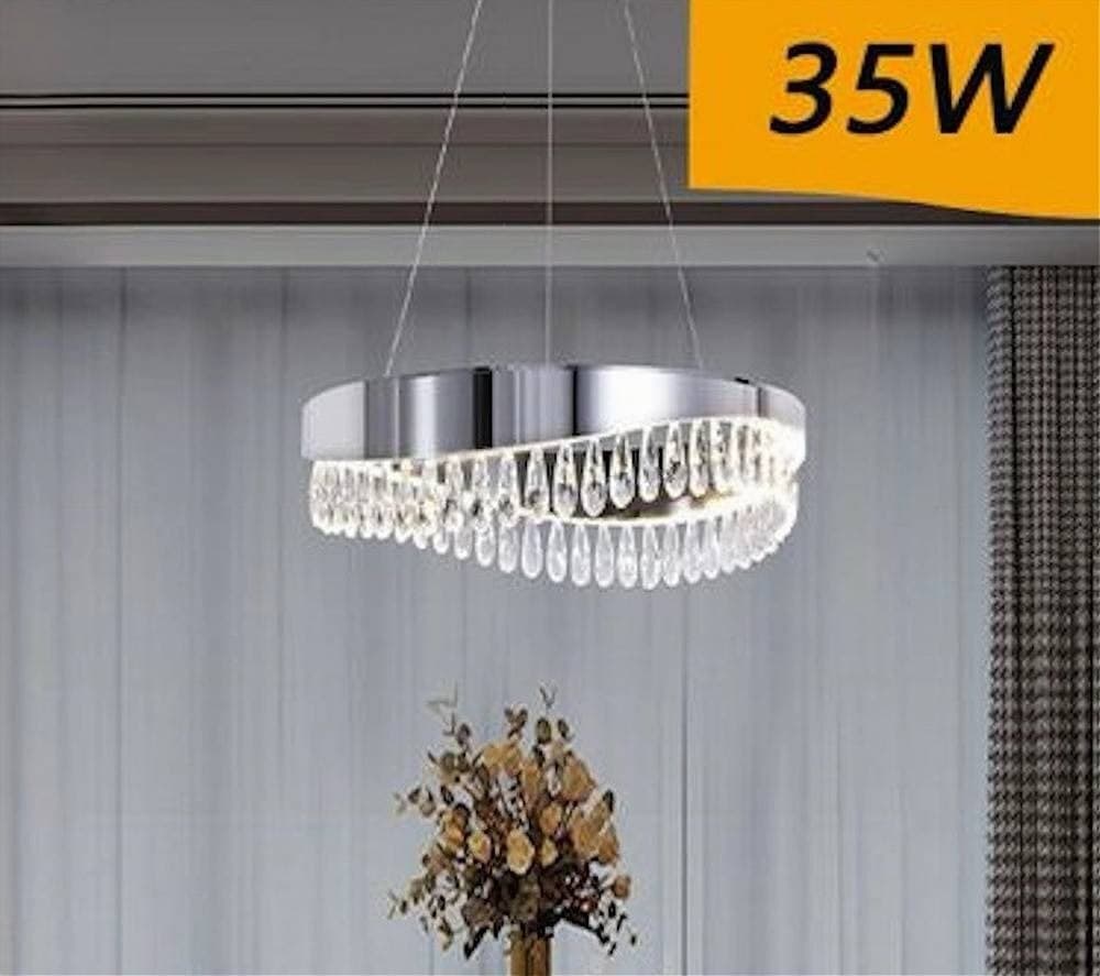 LAMPADARIO SOFFITTO LED 35 W SOSPESO ARGENTO CON CRISTALLI LUCE FREDDA 8000K B79 - 3