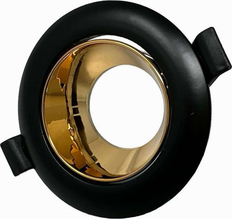 PORTAFARETTO TONDO ORIENTABILE INCASSO SUPPORTO FARETTO NERO E ORO P27-GU10-NO - 5