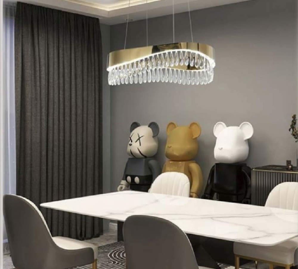 LAMPADARIO LED A SOSPENSIONE ORO 35 W CON CRISTALLI CONTEMPORANEO LUCE 6500K B78 - 4