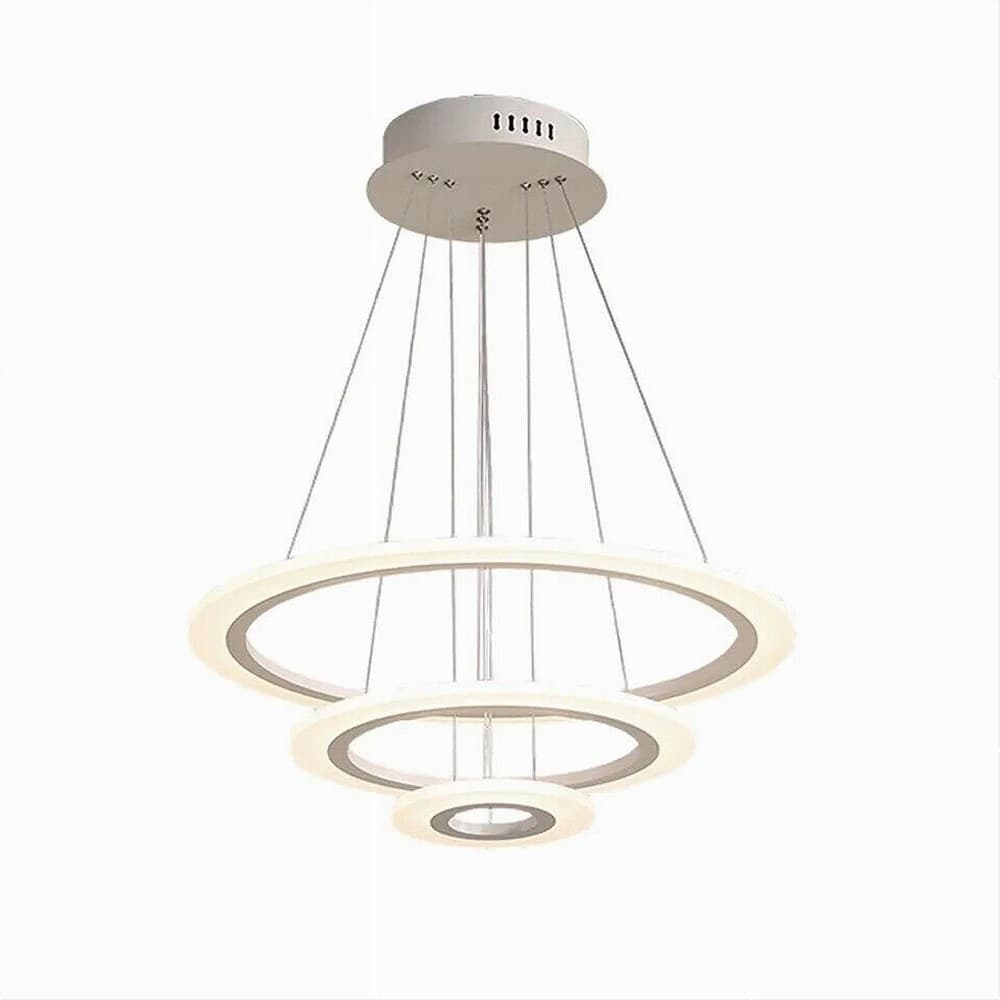 LAMPADARIO MODERNO LED A SOSPENSIONE 68W 3 CERCHI REGOLABILE DIMMERABILE A66-B3C - 13