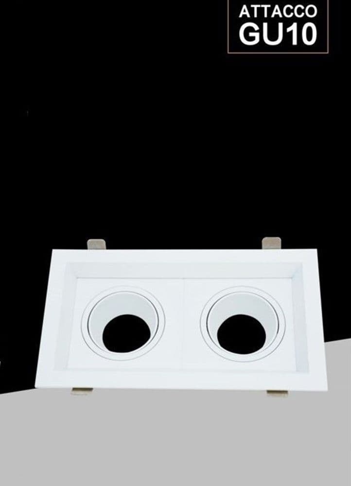 PORTAFARETTO DOPPIO ORIENTABILE INCASSO BIANCO PER LAMPADINE GU10 GU5.3 P33-B2 - 3