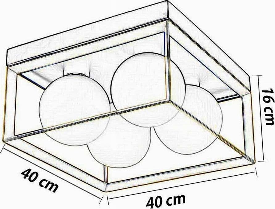 PLAFONIERA DA SOFFITTO LAMPADA IN METALLO NERO BRONZO CON 4 SFERE VETRO G9 C76-4 - 7
