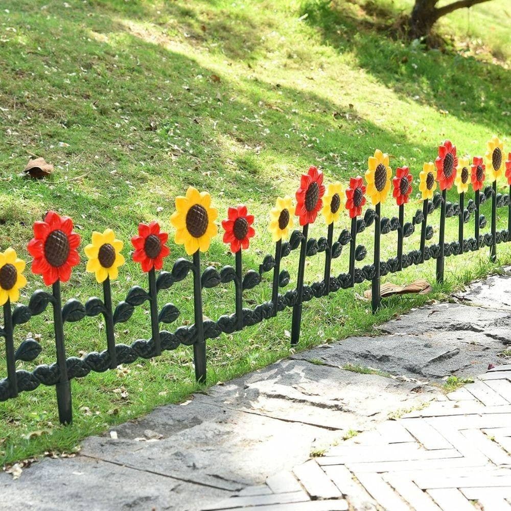 RECINZIONE PER GIARDINO STECCATO FORMA FIORE IN PLASTICA ARREDO GIARDINO 33X62CM - 2