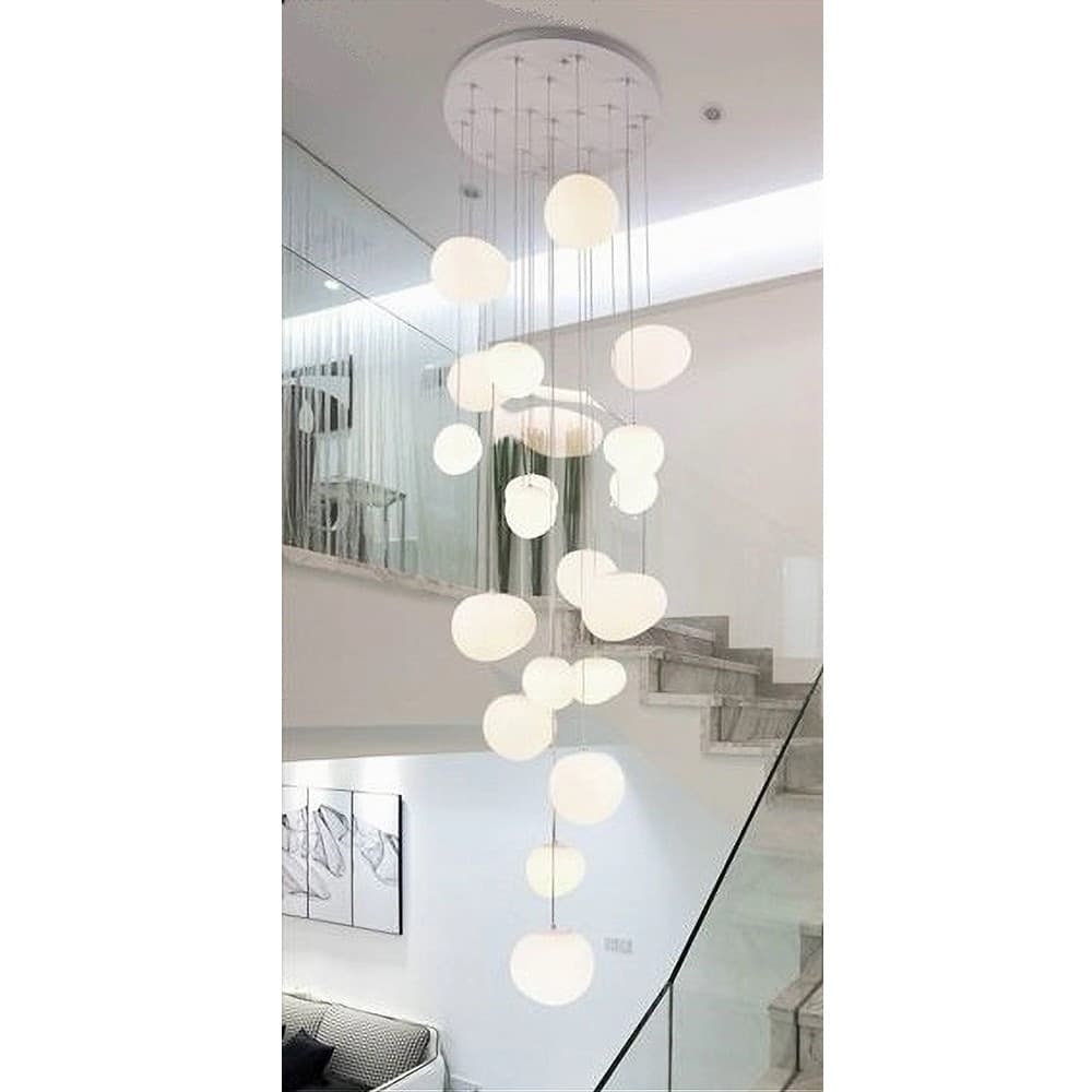 LAMPADARIO DA SOFFITTO A SOSPENSIONE LAMPADA MODERNO CON 19 SFERE GOCCE G9 B95 - 3