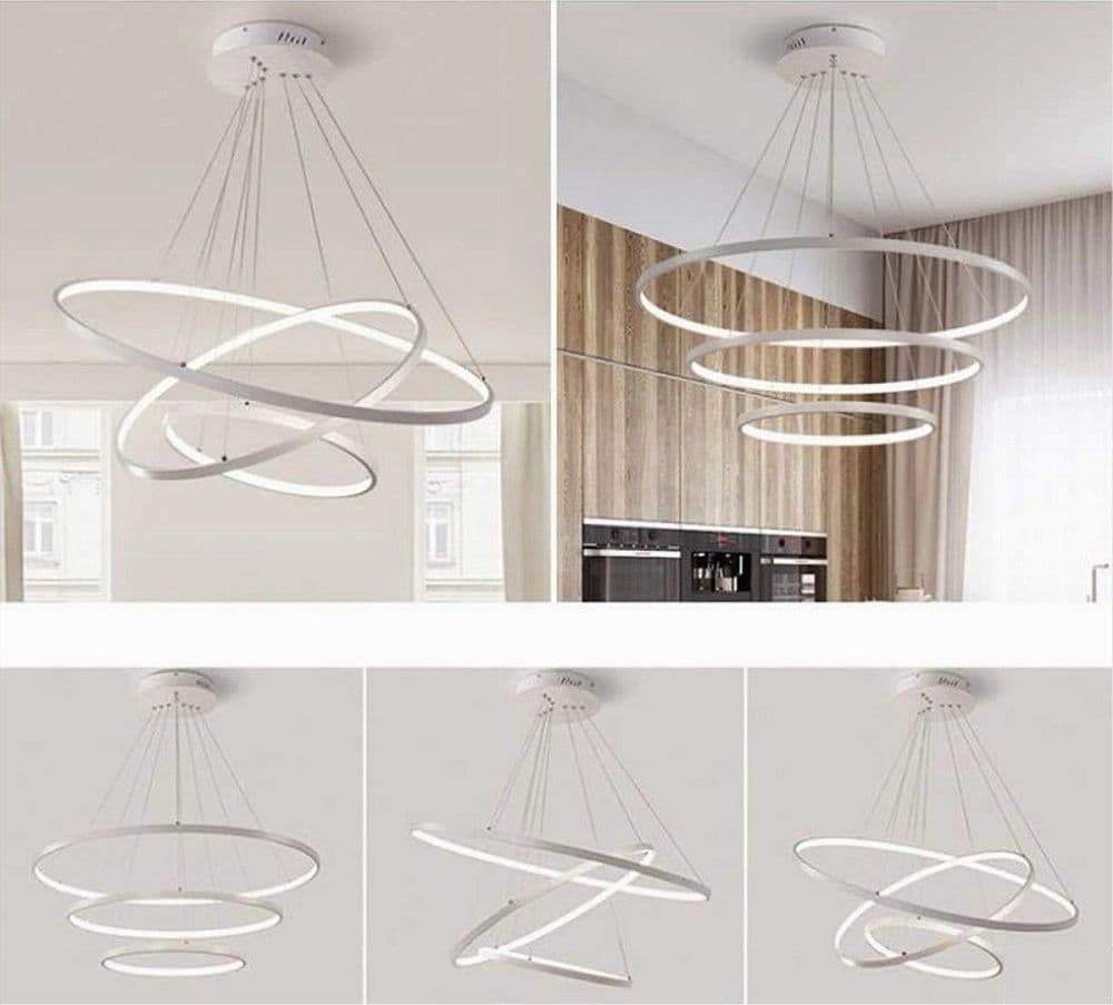 LAMPADARIO A SOSPENSIONE 51 W LED FORMA PIANETA BIANCO 3 COLORAZIONE LUCE A64-3C - 9