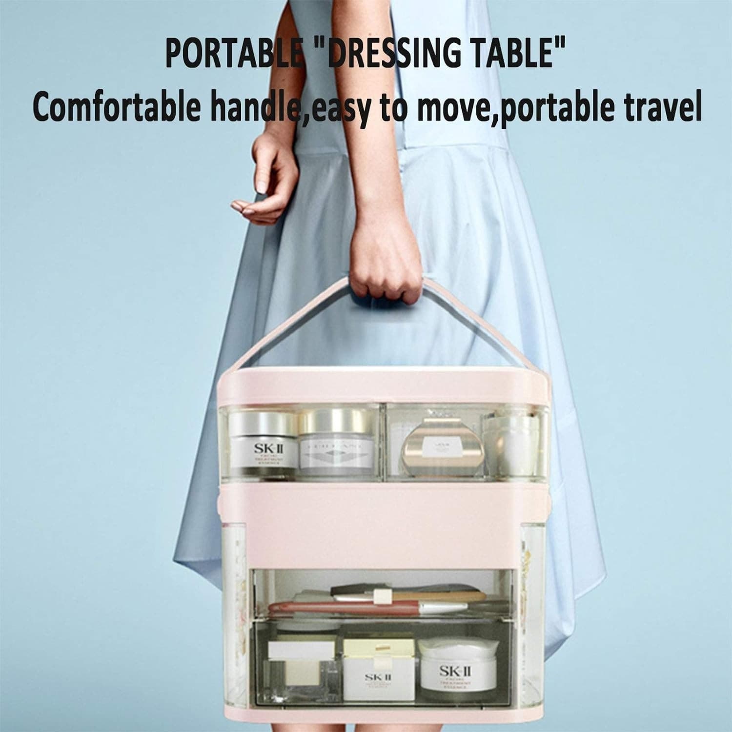 ORGANIZER BEAUTY CASE PORTA TRUCCO ACCESSORI GIOIELLI CON SPECCHIO LED CASSETTI - 12