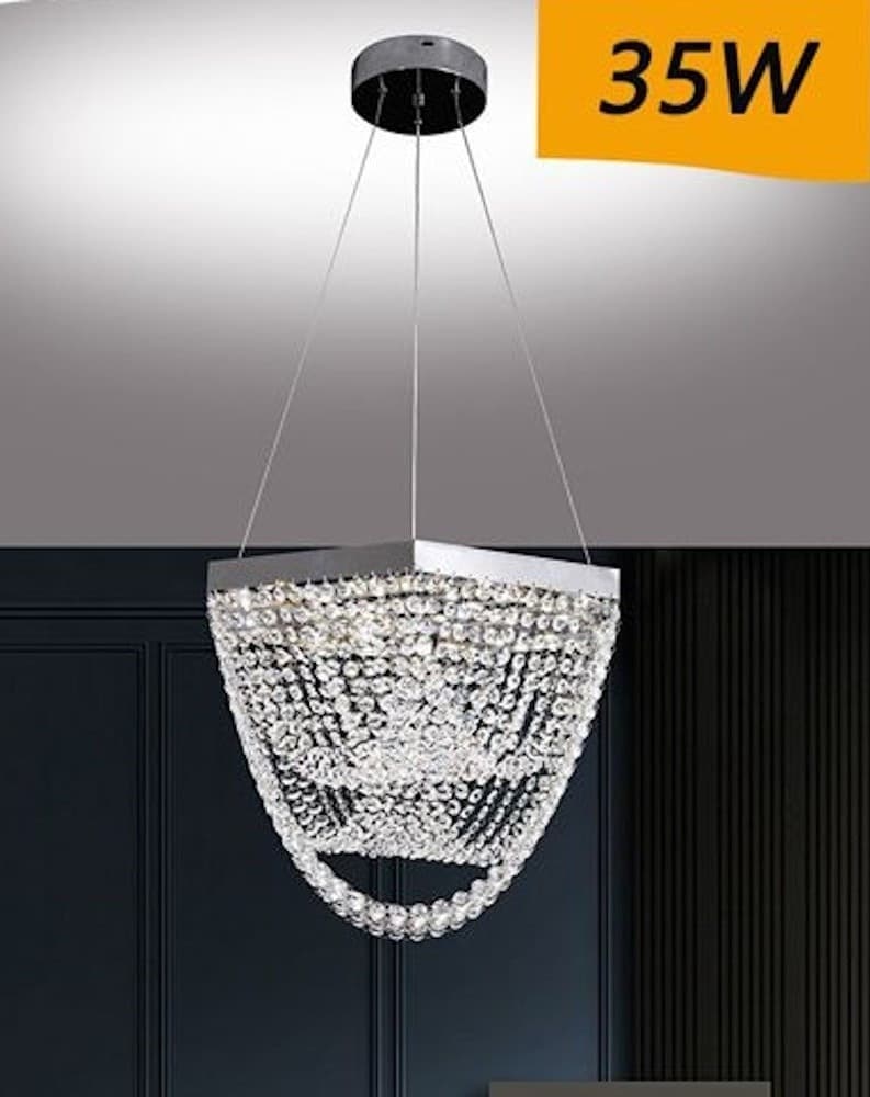 LAMPADARIO A SOSPENSIONE LED 35 W DESIGN MODERNO CRISTALLI LUCE FREDDA 6500K B74 - 3