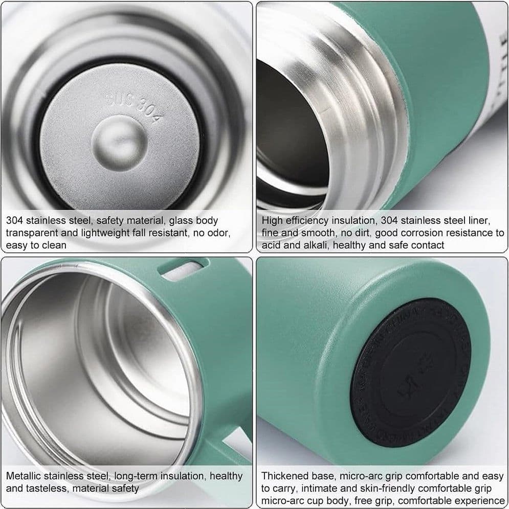 BORRACCIA TERMICA 500ML IN ACCIAIO INOX CON TAZZA MANICO PER BEVANDE CALDE FREDDE - 11