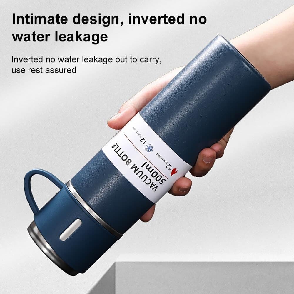 BORRACCIA TERMICA 500ML IN ACCIAIO INOX CON TAZZA MANICO PER BEVANDE CALDE FREDDE - 20