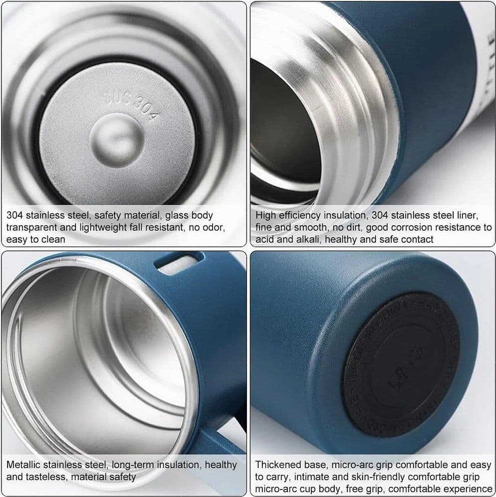BORRACCIA TERMICA 500ML IN ACCIAIO INOX CON TAZZA MANICO PER BEVANDE CALDE FREDDE - 28