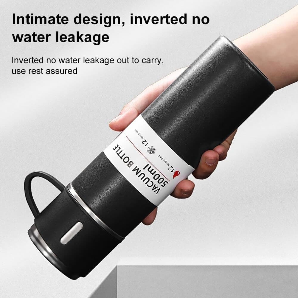 BORRACCIA TERMICA 500ML IN ACCIAIO INOX CON TAZZA MANICO PER BEVANDE CALDE FREDDE - 34