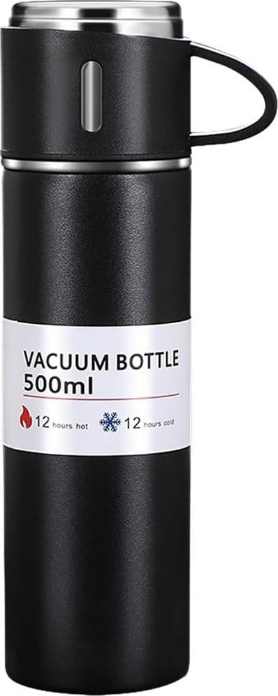 BORRACCIA TERMICA 500ML IN ACCIAIO INOX CON TAZZA MANICO PER BEVANDE CALDE FREDDE - 37