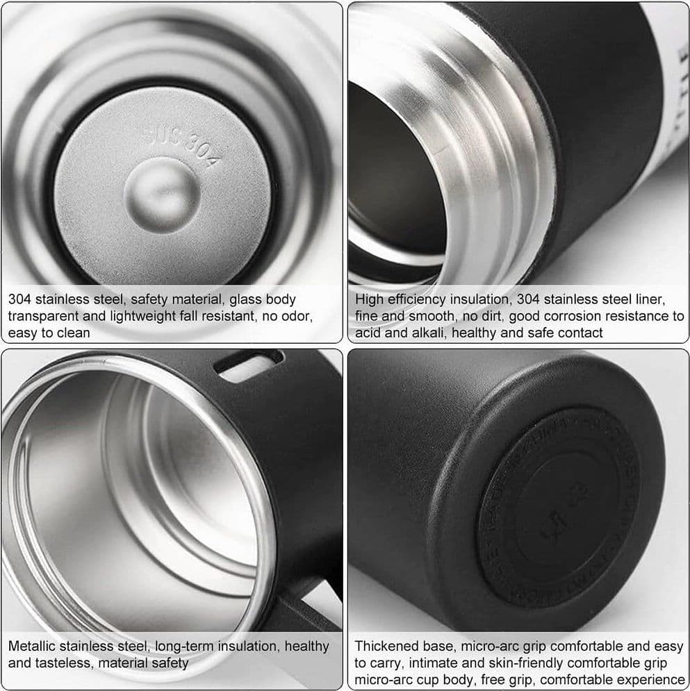 BORRACCIA TERMICA 500ML IN ACCIAIO INOX CON TAZZA MANICO PER BEVANDE CALDE FREDDE - 42