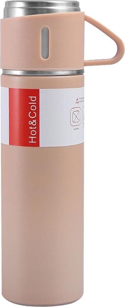 BORRACCIA TERMICA 500ML IN ACCIAIO INOX CON TAZZA MANICO PER BEVANDE CALDE FREDDE - 51