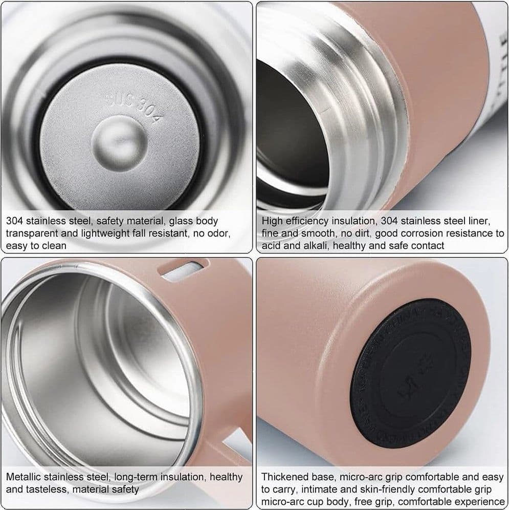 BORRACCIA TERMICA 500ML IN ACCIAIO INOX CON TAZZA MANICO PER BEVANDE CALDE FREDDE - 53
