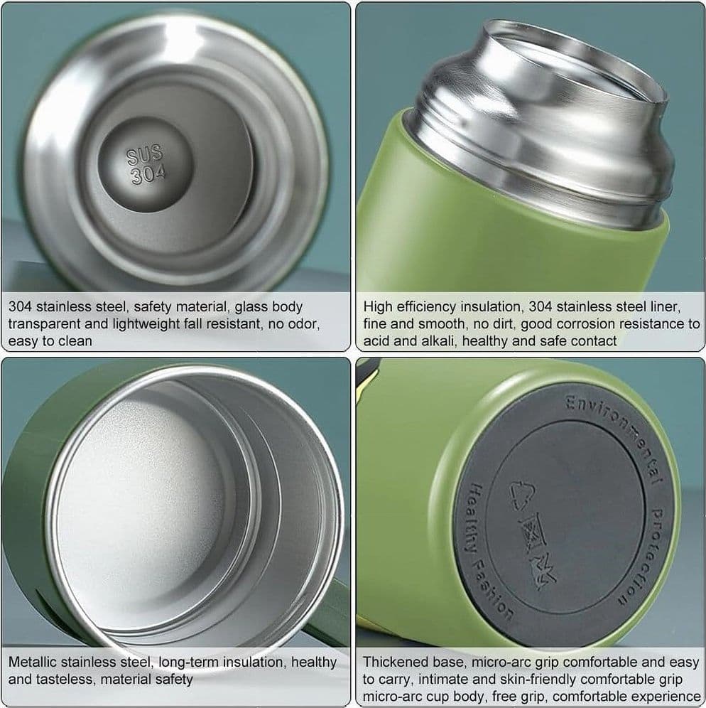 BORRACCIA TERMICA 500ML IN ACCIAIO INOX CON TAZZA MANICO PER BEVANDE CALDE FREDDE - 67