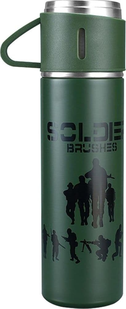 BORRACCIA TERMICA 500ML IN ACCIAIO INOX CON TAZZA MANICO PER BEVANDE CALDE FREDDE - 79