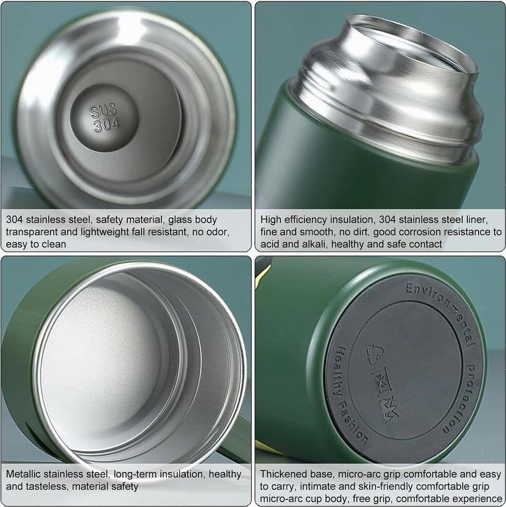 BORRACCIA TERMICA 500ML IN ACCIAIO INOX CON TAZZA MANICO PER BEVANDE CALDE FREDDE - 81