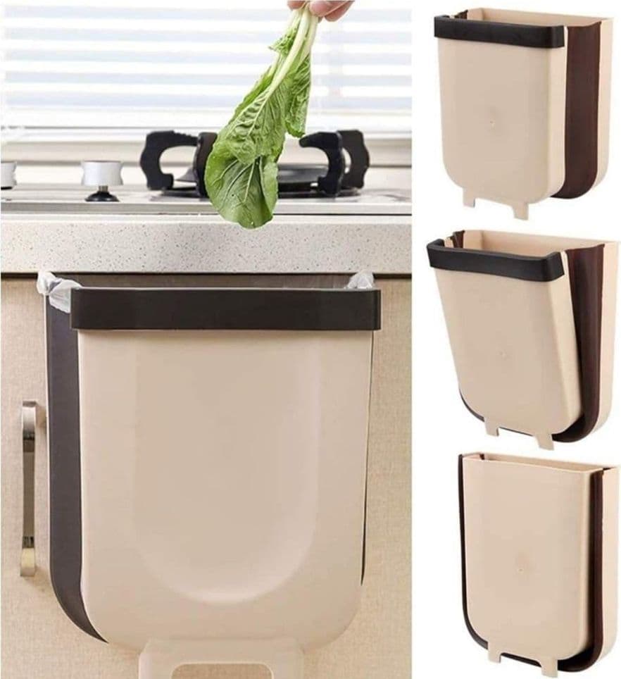 PATTUMIERA DA CUCINA CESTINO SPAZZATURA SOSPESO PIEGHEVOLE IN PLASTICA DA ANTA - 8