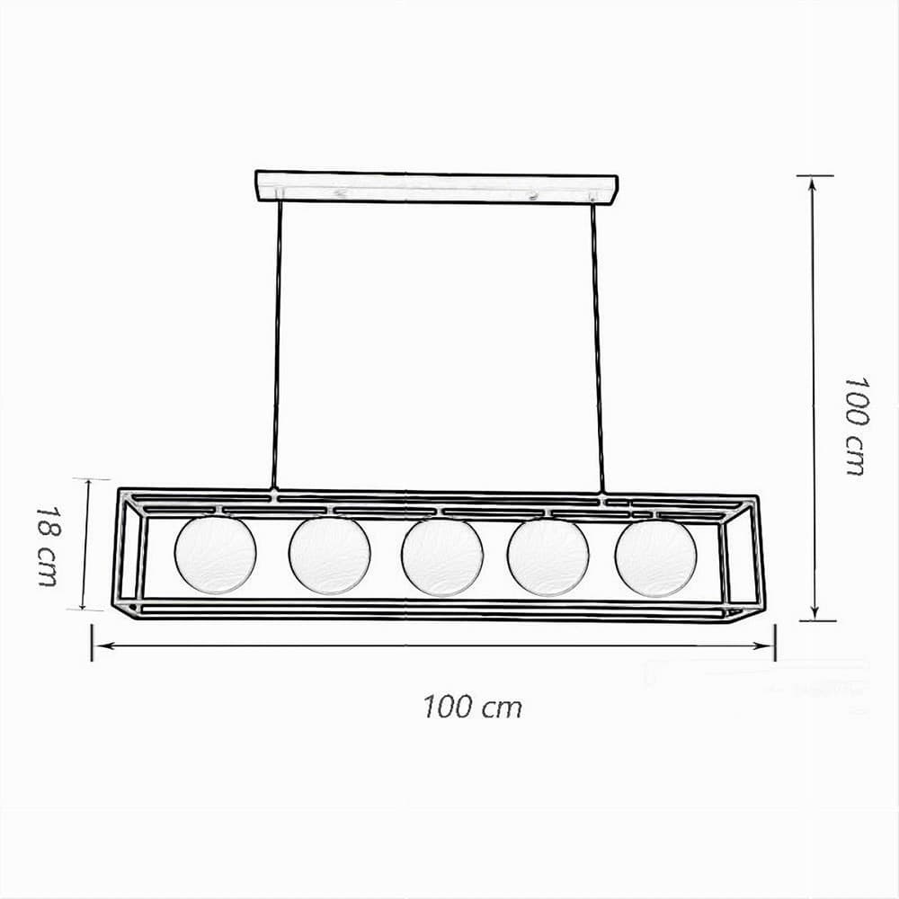 LAMPADARIO A SOSPENSIONE DA SOFFITTO CONTEMPORANEO NERO CON 5 SFERE VETRO G9 B89 - 6