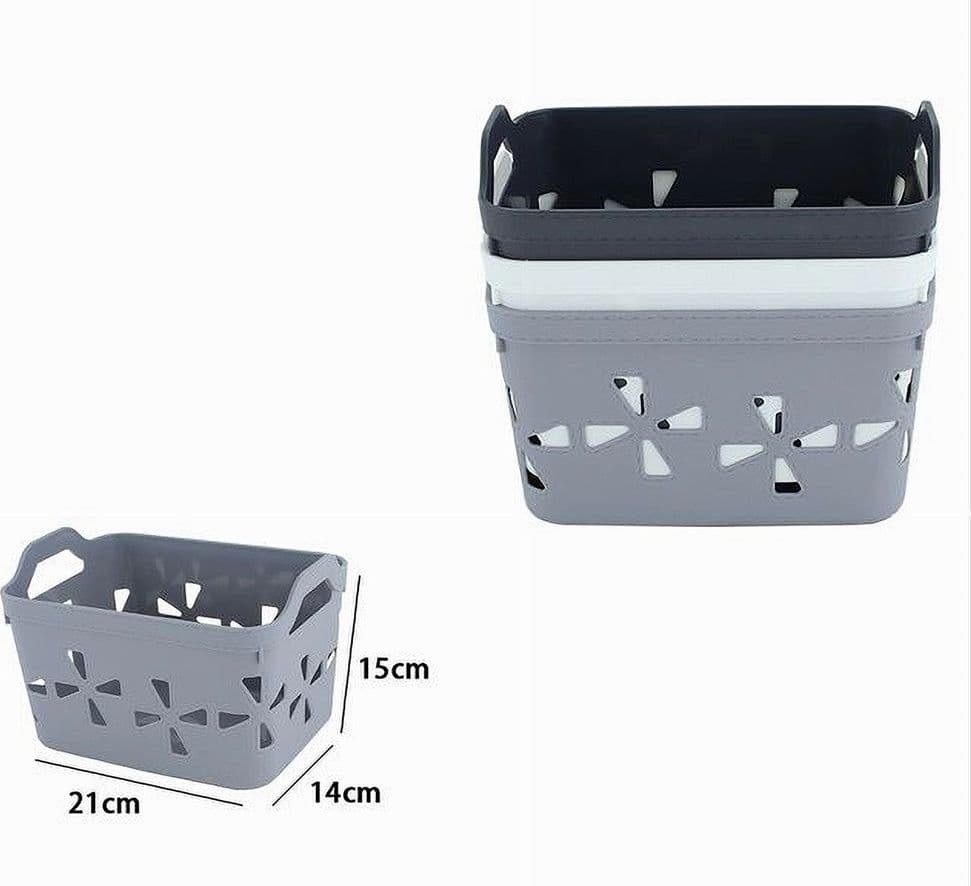 CESTO PORTAOGGETTI CESTINO PORTA TUTTO CON MANIGLIE 21X15X14CM ASSORTITI 10724 - 8
