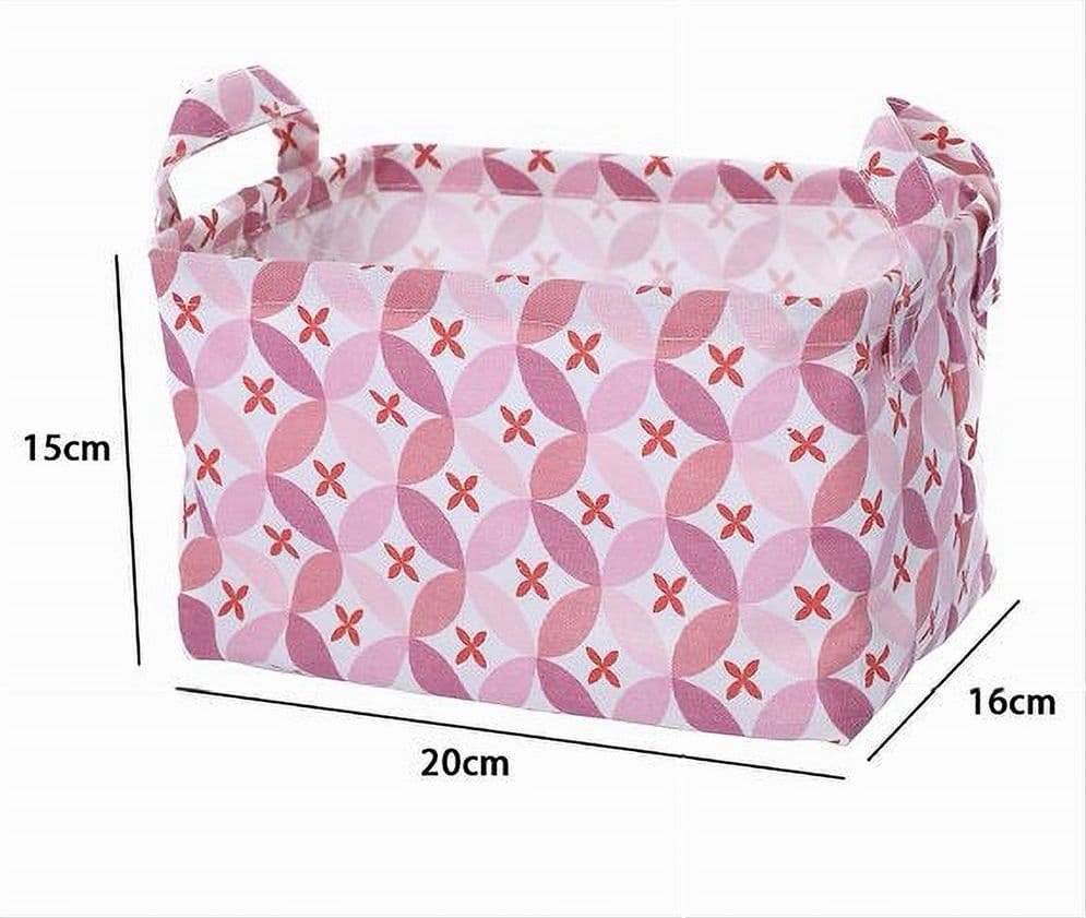 CESTO CONTENITORE PORTABIANCHERIA BUCATO CON MANICI TESSUTO ROSA 20X15X16CM 79201 - 2