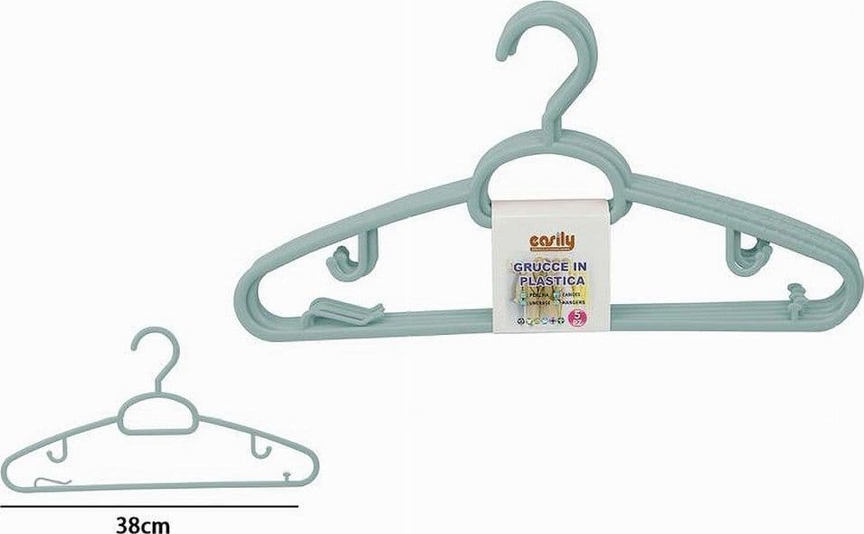 SET 5 PZ GRUCCE PLASTICA STAMPELLE APPENDIABITO PANTALONI GIACCHE AZZURRO 79327 - 2