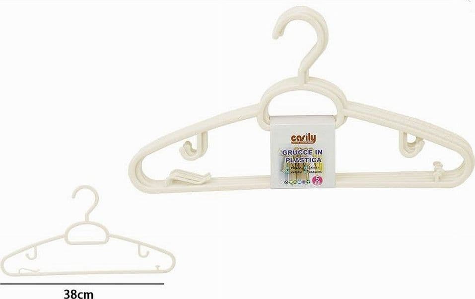 SET 5 PZ GRUCCE IN PLASTICA STAMPELLE APPENDIABITO PANTALONI GIACCHE BEIGE 79326 - 2