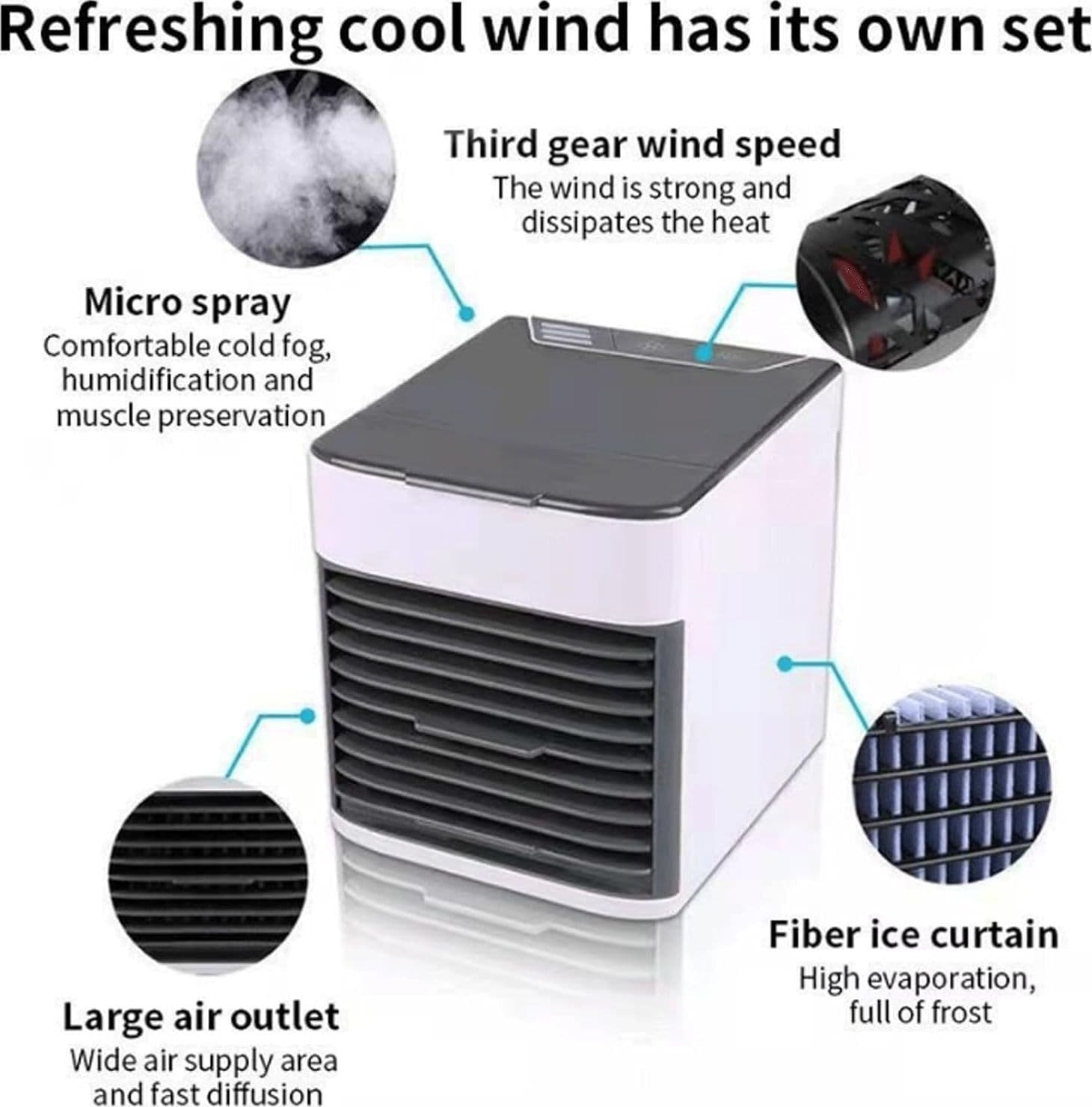 MINI CONDIZIONATORE PORTATILE DEUMIDIFICATORE A GHIACCIO USB VENTILATORE X AUTO - 9