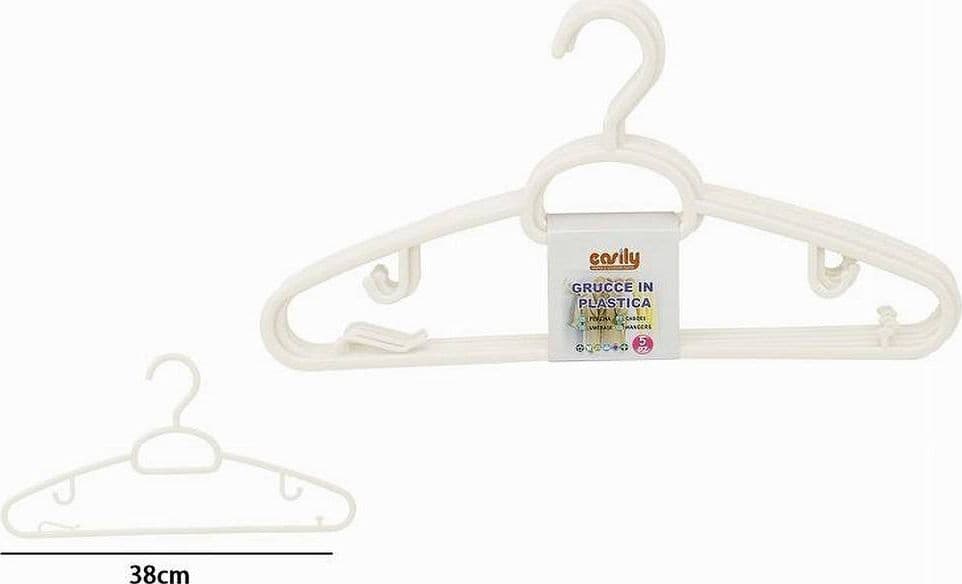 SET 5PZ GRUCCE IN PLASTICA STAMPELLE APPENDIABITO PANTALONI GIACCHE BIANCO 79324 - 2