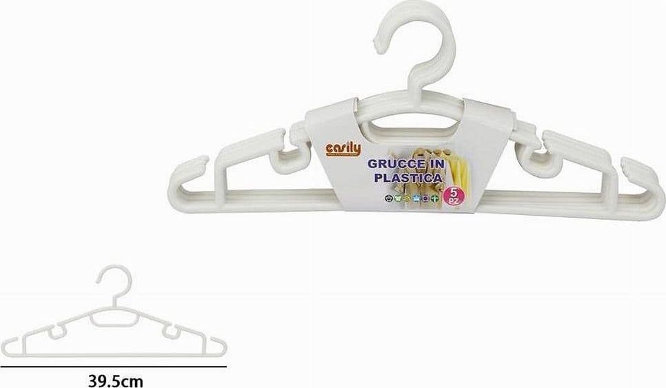 SET 5PZ GRUCCE STAMPELLE APPENDIABITO IN PLASTICA VESTITI PANTALONI BIANCO 79319 - 2