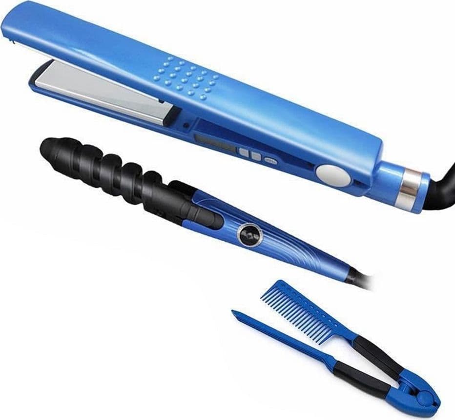 KIT ACCONCIATURE PER CAPELLI PETTINE RADDRIZZATORE PIASTRA LISCI ARRICCIACAPELLI - 8