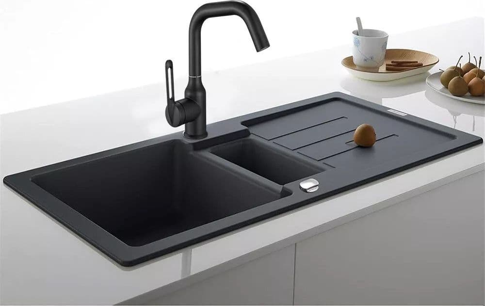 RUBINETTO DA CUCINA MONOCOMANDO MISCELATORE GIREVOLE LAVELLO NERO SATINATO 87258 - 5