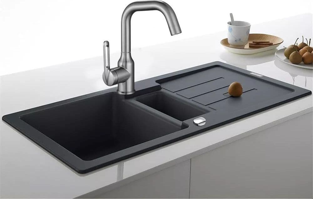 RUBINETTO CUCINA MONOCOMANDO MISCELATORE GIREVOLE LAVELLO SATINATO SILVER 87259 - 5