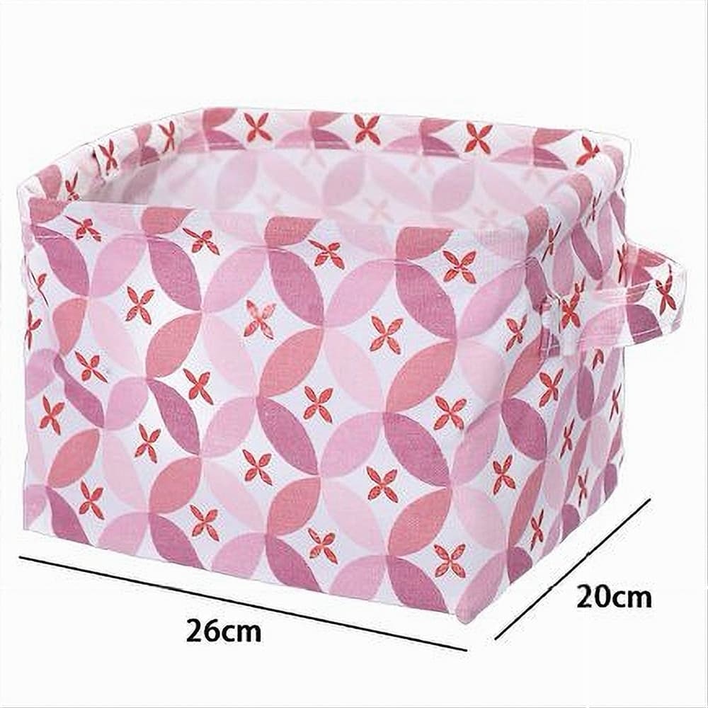 CESTO CONTENITORE PORTABIANCHERIA BUCATO CON MANICI TESSUTO ROSA 26X20X16CM 79203 - 2