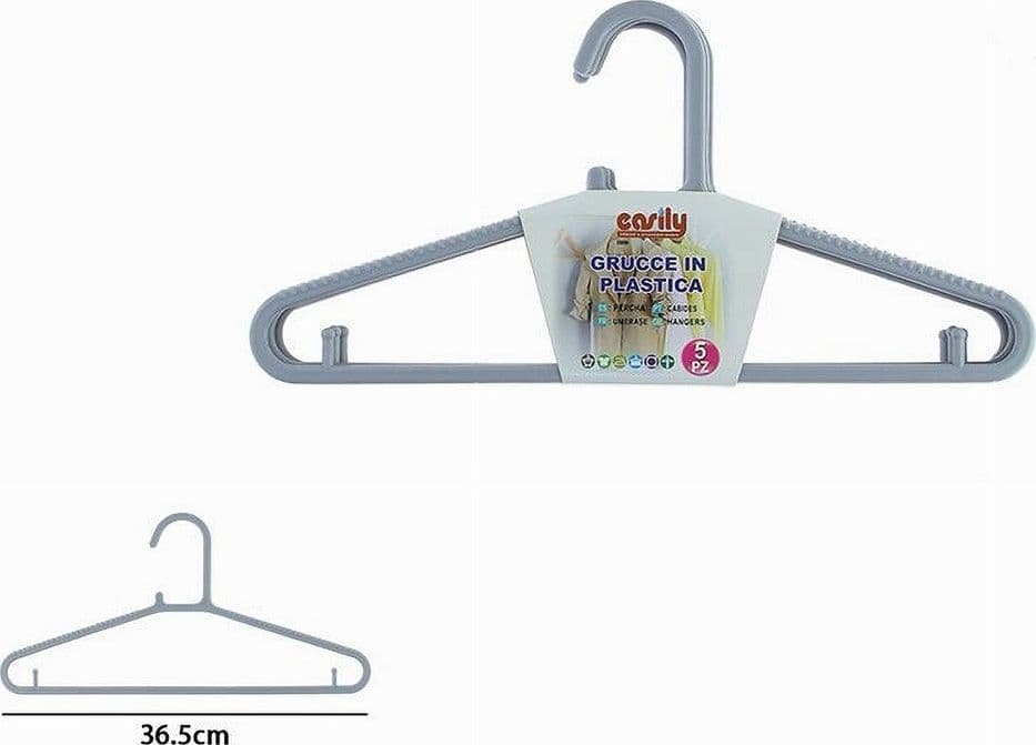 SET 5PZ GRUCCE STAMPELLE APPENDIABITO IN PLASTICA GRIGIA PANTALONI GIACCHE 87689 - 2