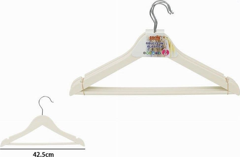 SET 3 PZ GRUCCE STAMPELLE IN PLASTICA APPENDIABITI VESTITI PANTALONI BEIGE 79316 - 2