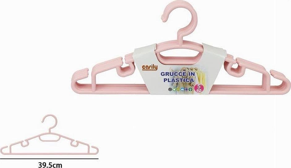 SET 5 PZ GRUCCE STAMPELLE APPENDIABITO IN PLASTICA VESTITI PANTALONI ROSA 79323 - 2