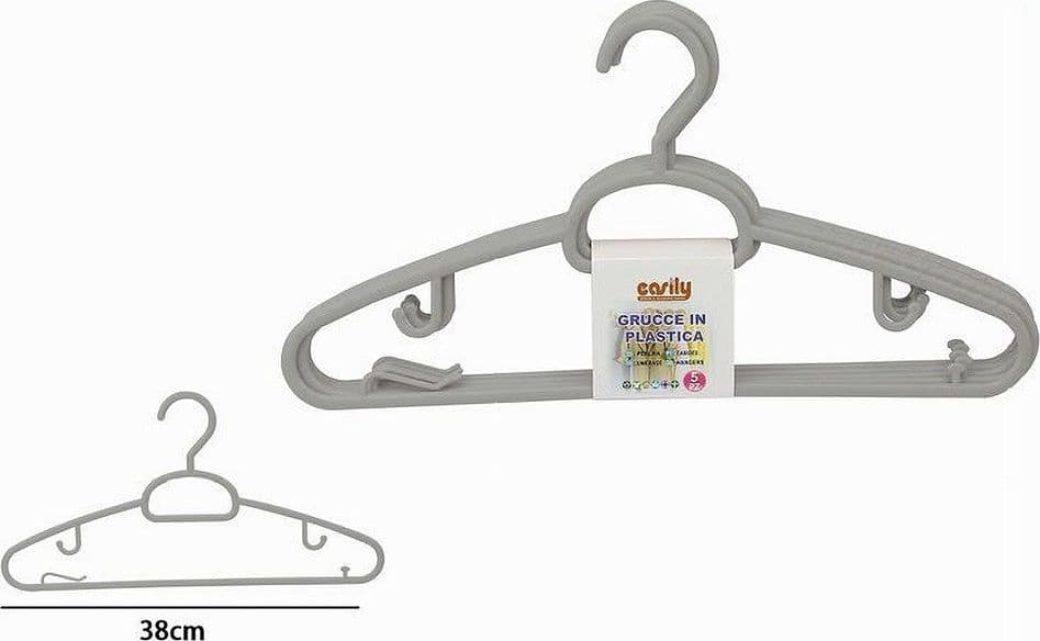SET 5PZ GRUCCE IN PLASTICA STAMPELLE APPENDIABITO PANTALONI GIACCHE GRIGIO 79325 - 2