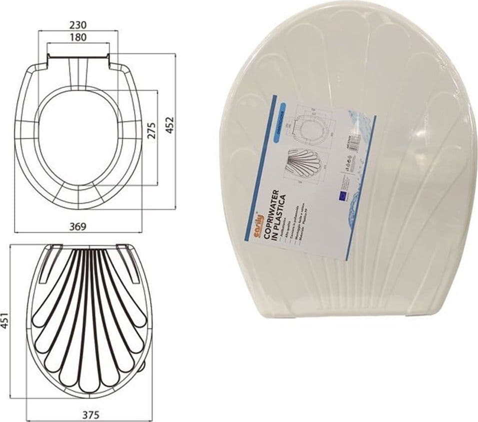COPRIWATER COPRIVASO SEDILE WC IN PLASTICA TAVOLETTA DA BAGNO DALIA BIANCO 87638 - 2