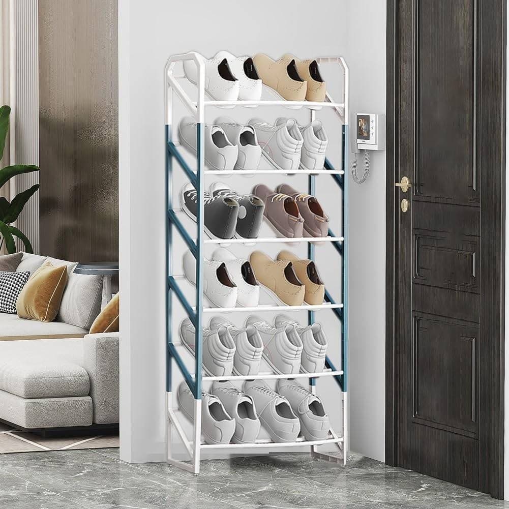 SCARPIERA SCAFFALE ORGANIZER SALVASPAZIO A 3 RIPIANI SCARPE IMPILABILE 53X45X18C - 6