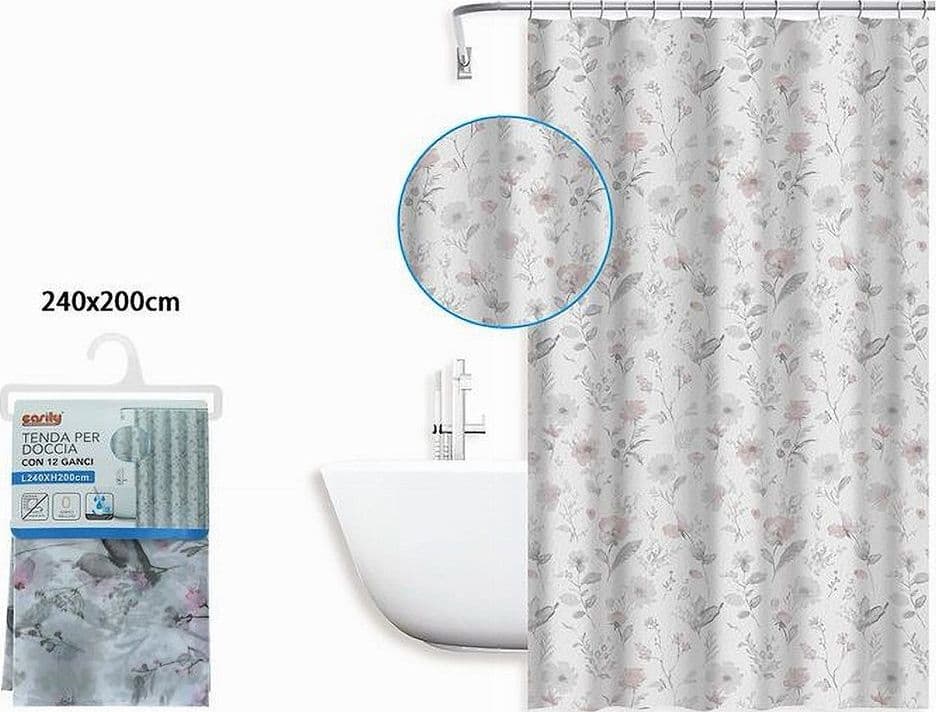 TENDA PER DOCCIA VASCA DA BAGNO DESIGN PRIMAVERILE 240X200CM CON 12 ANELLI 87596 - 2