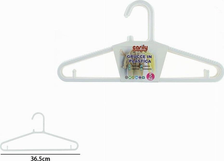 SET 5PZ GRUCCE STAMPELLE APPENDIABITO IN PLASTICA BIANCA PANTALONI GIACCHE 87688 - 2