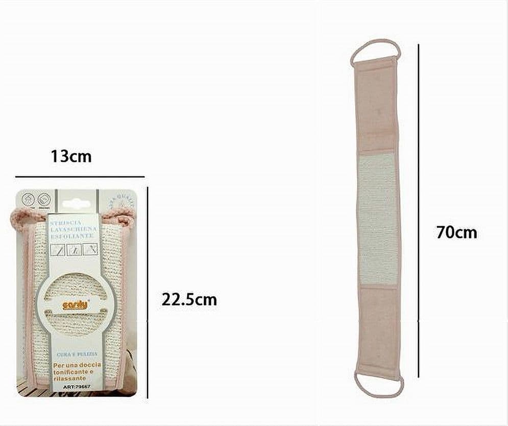 FASCIA SPUGNA LAVASCHIENA ESFOLIANTE BAGNO DOCCIA STRISCIA LAVA SCHIENA ROSA 79667 - 2