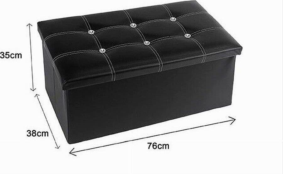 POUFF PUFF POUF CONTENITORE IMBOTTITO PORTAOGGETTI NERO STRASS 76X38X35 CM 79437 - 2