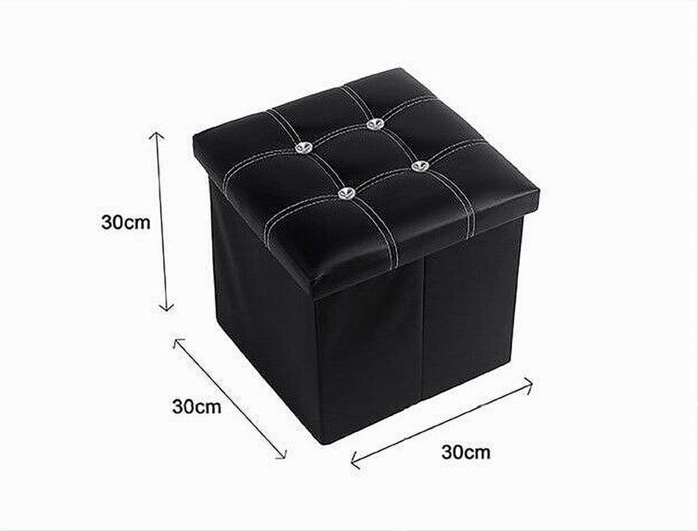 POUFF PUFF POUF CONTENITORE IMBOTTITO PORTAOGGETTI NERO STRASS 30X30X30 CM 79433 - 2