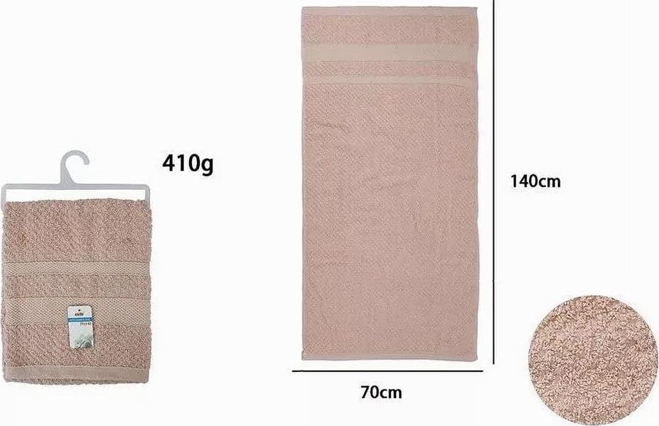 ASCIUGAMANO DA BAGNO TELO IN COTONE MORBIDA 70 X 140 CM 410 GR COLORE ROSA 79489 - 2