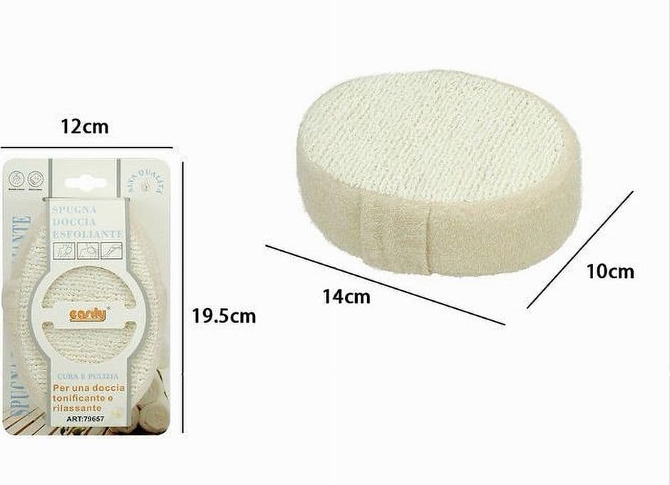 SPUGNA DOCCIA DA BAGNO ESFOLIANTE SCRUB PELLE CORPO OVALE CON FASCIA BEIGE 79657 - 2