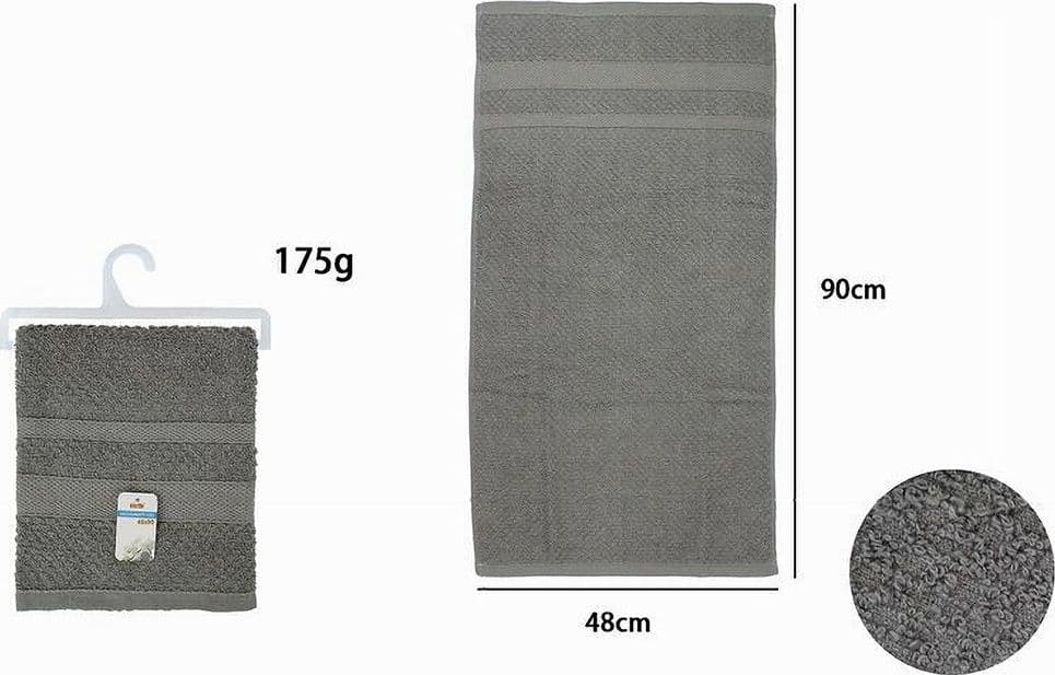 ASCIUGAMANO DA BAGNO VISO IN COTONE MORBIDA 48 X 90 CM 175GR COLORE GRIGIO 79500 - 2