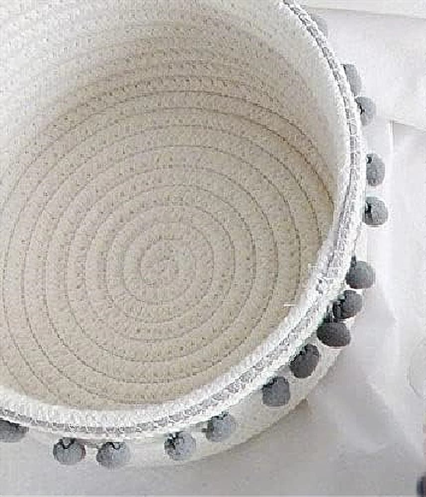 CESTO PORTA OGGETTI PER BIANCHERIA IN CORDA PON PON GRIGI CESTINO 22X9.5CM 10670 - 5
